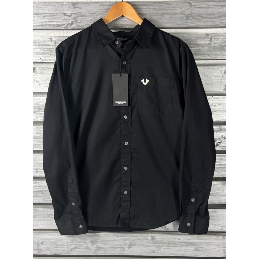 True Religion Embroidered Shirt Mens M Long Sleeve Button Up World Tour NEW $89 - Picture 3 of 8